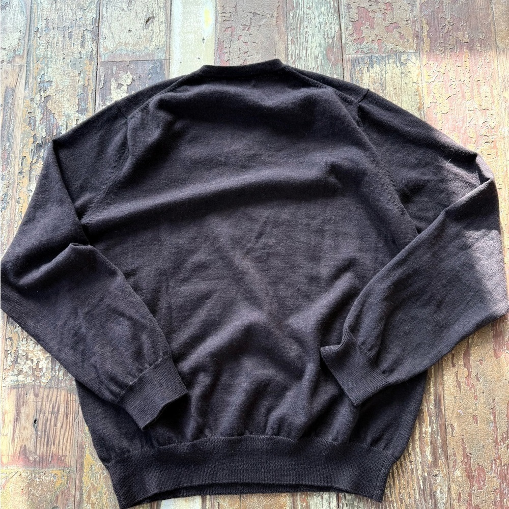 J. Crew Men's 100% Merino Wool Chocolate Brown V-Neck Sweater | Large - Picture 2 of 3
